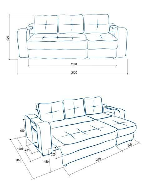 Диван-трансформер размеры