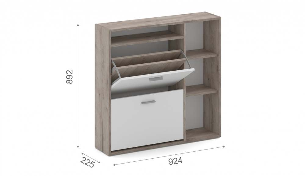 Тумба для обуви «Толедо-1» Дуб крафт серый/Белый размеры