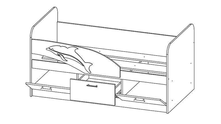 Кровать «Дельфин» 2000 06.224 Голубой металлик